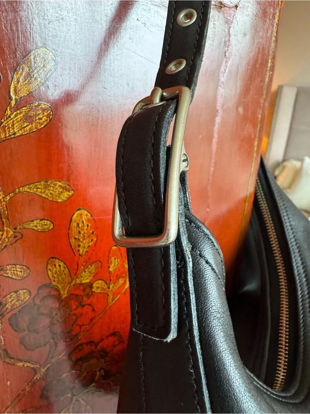 Vintage Coach Black Leather Hobo Shoulder Bag